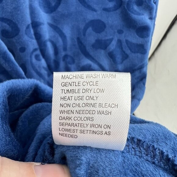 Miss Elaine Blue Velour Front Zip Robe House Dress Size S Lounge Comfy Cozy Soft - Picture 6 of 6